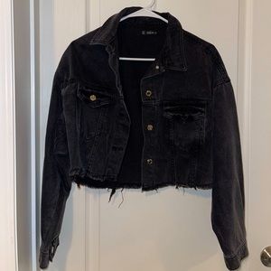 Shein Black Cropped Jean Jacket